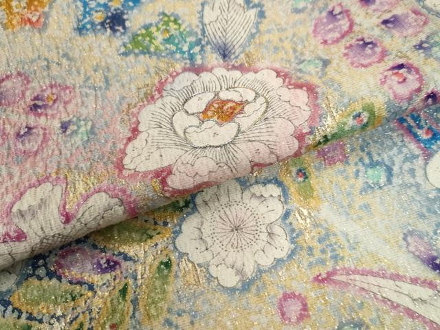 平和屋着物●豪華振袖 辻が花 絞り 暈し染め 金通し地 正絹 逸品 CABK7669yc