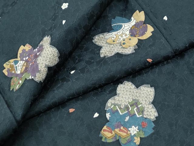 平和屋着物●上質な小紋 舞桜吉祥花文 正絹 逸品 CABK7674yc