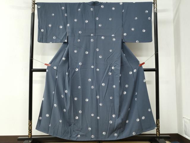 平和屋着物●上質な小紋 型染め 草花丸文 正絹 逸品 CABK7676yc