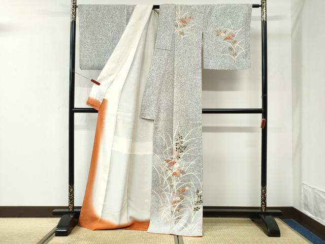 平和屋着物●訪問着 菊花文 たたき染め 金彩 正絹 逸品 CABK7687yc