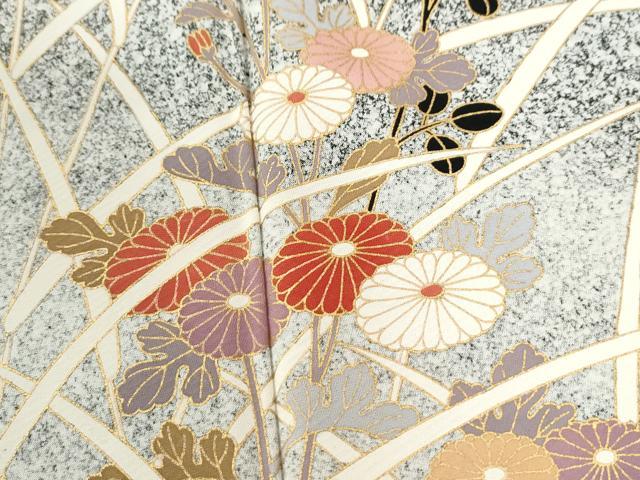 平和屋着物●訪問着 菊花文 たたき染め 金彩 正絹 逸品 CABK7687yc