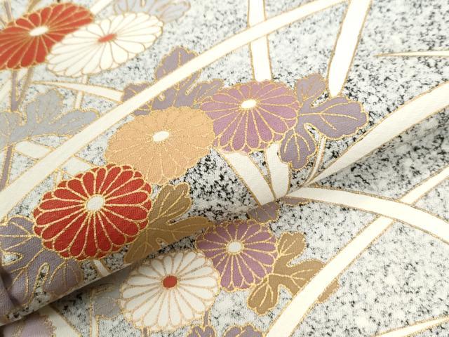 平和屋着物●訪問着 菊花文 たたき染め 金彩 正絹 逸品 CABK7687yc