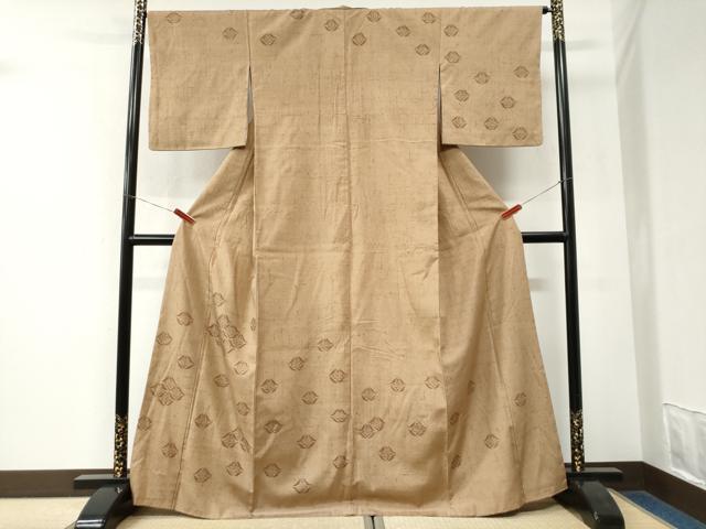 平和屋着物●訪問着 紬地 草花文 正絹 逸品 CABK7689yc
