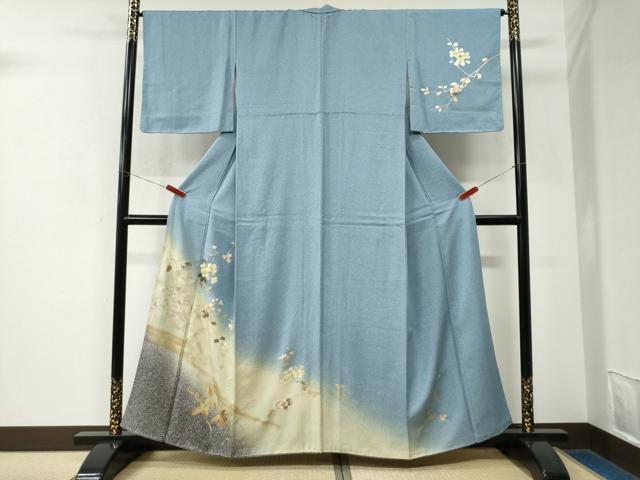 平和屋着物●訪問着 枝花文 暈し染め 金彩 正絹 逸品 CABK7698yc