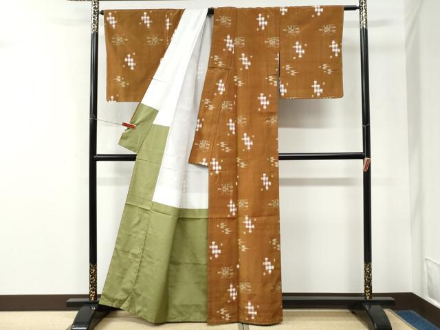 平和屋着物●本場琉球絣 紬 正絹 逸品 未使用 CABK7704yc