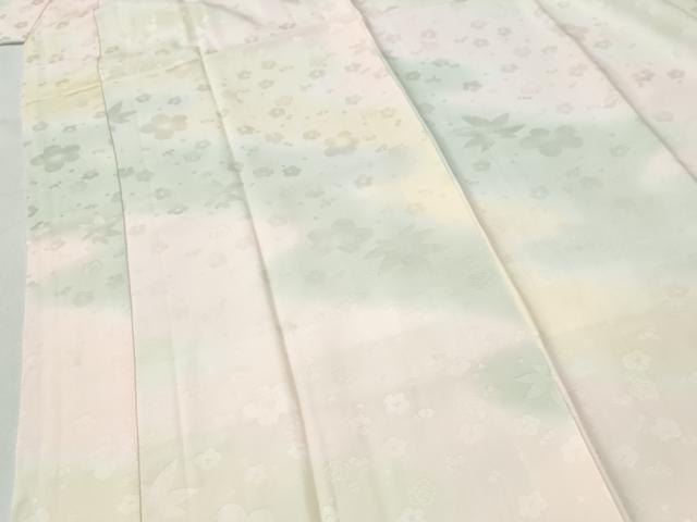 平和屋着物●長襦袢 袷 舞花地紋 暈し染め 半衿刺繍 正絹 逸品 未使用 CABK7705yc