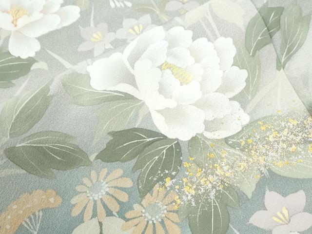 平和屋着物●訪問着 作家物 牡丹花文 暈し染め 金彩 正絹 逸品 CABK7707yc