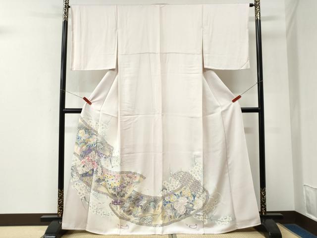 平和屋着物●色留訪問着 孔雀花鳥文 暈し染め 正絹 逸品 CABK7710yc