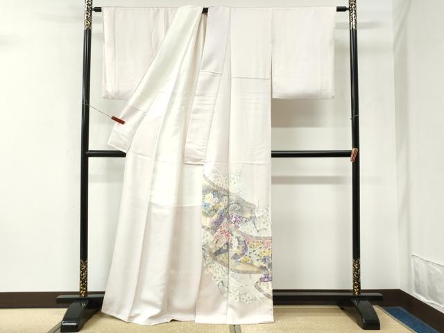 平和屋着物●色留訪問着 孔雀花鳥文 暈し染め 正絹 逸品 CABK7710yc