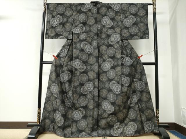 平和屋着物●本場大島紬 9マルキ 花唐草文 正絹 逸品 CABK7714yc