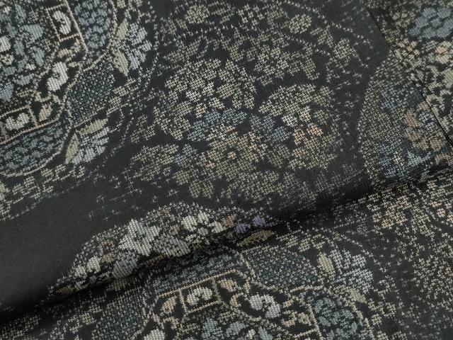 平和屋着物●本場大島紬 9マルキ 花唐草文 正絹 逸品 CABK7714yc