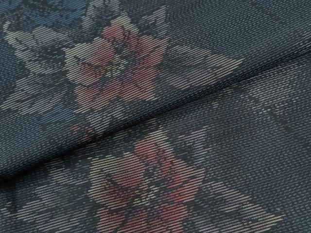 平和屋着物●本場大島紬 枝花文 正絹 逸品 CABK7716yc