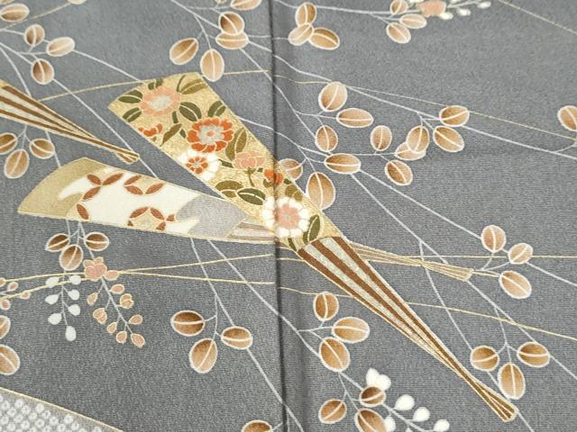 平和屋着物●訪問着 鬘帯扇面草花文 金彩 鈴乃屋扱い 正絹 逸品 CABK7718yc