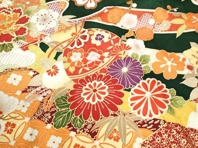 平和屋着物●豪華振袖 駒刺繍 鬘帯牡丹鈴花松文 金彩 正絹 逸品 CABK7724yc
