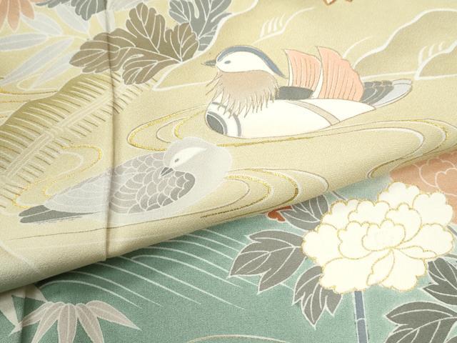 平和屋着物●創業460年・千總 訪問着 駒刺繍 鴛鴦松竹梅花文 暈し染め 金彩 高島屋扱い 正絹 逸品 CABK7726yc