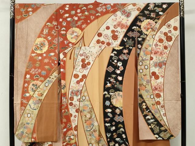 平和屋着物●豪華振袖 飛鶴宝尽くし吉祥花唐草文 金彩 正絹 逸品 CABK7758yc