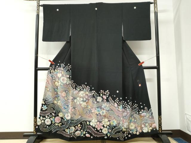 平和屋着物●豪華黒留袖 作家物 辻が花 絞り 暈し染め 正絹 逸品 CABK7759yc