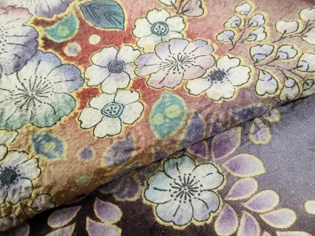 平和屋着物●訪問着 辻が花 絞り 暈し染め 金通し地 正絹 逸品 CABK7762yc