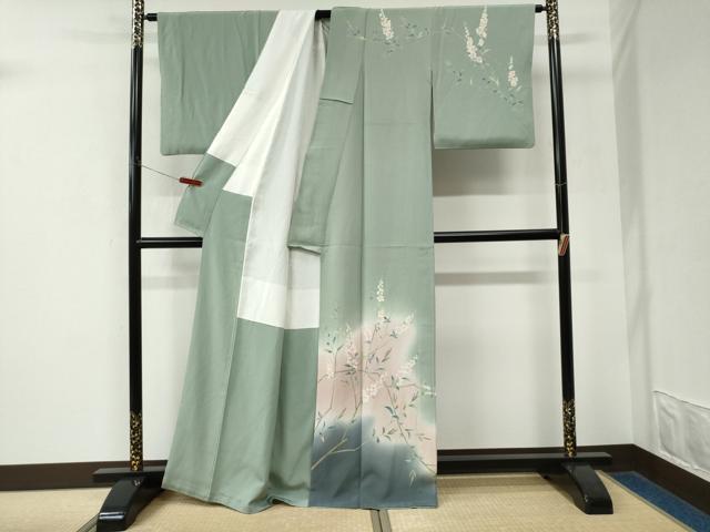 平和屋着物●本加賀友禅作家 談義所栄二 訪問着 草花文 暈し染め 正絹 逸品 CABK7765yc