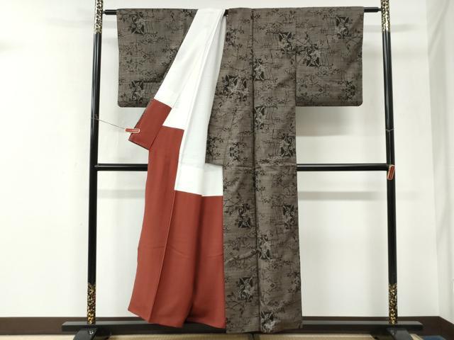 平和屋着物●本場大島紬 7マルキ 短冊草花文 正絹 逸品 CABK7787yc
