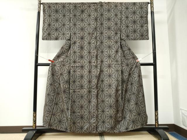 平和屋着物●本場大島紬 割り込み絣 麻の葉文様 正絹 逸品 CABK7791yc