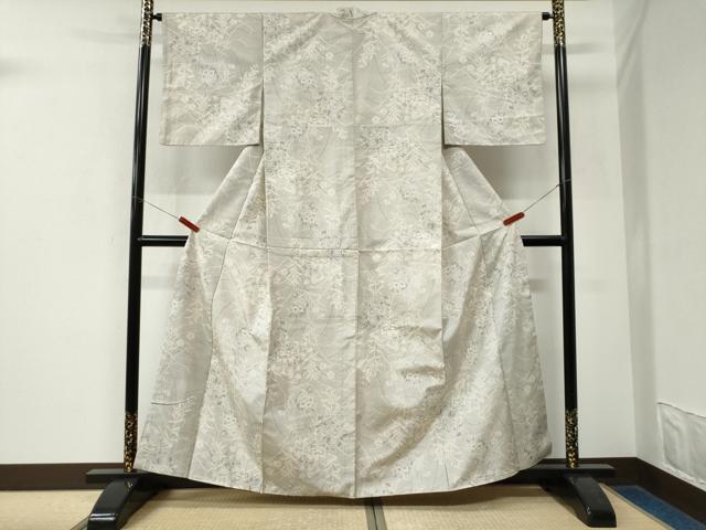 平和屋着物●本場大島紬 白大島 7マルキ 色紙草花文 正絹 逸品 CABK7796yc