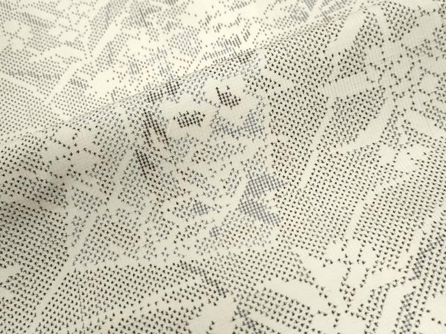 平和屋着物●本場大島紬 白大島 7マルキ 色紙草花文 正絹 逸品 CABK7796yc