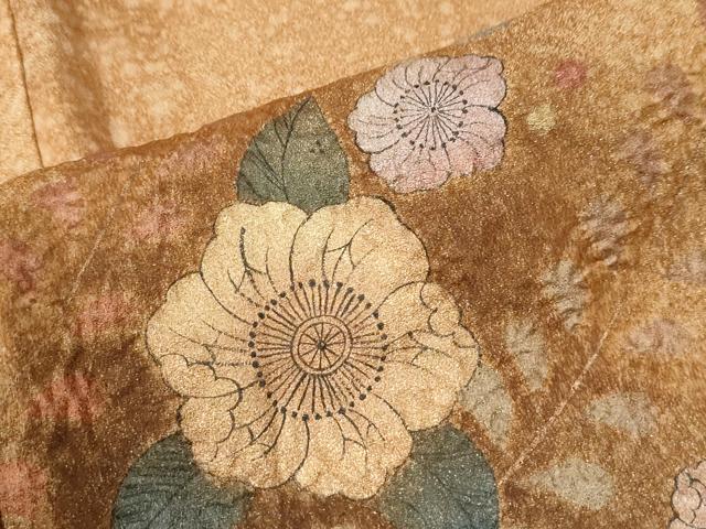 平和屋着物●訪問着 辻が花 絞り 暈し染め 金通し地 正絹 逸品 CABK7801yc