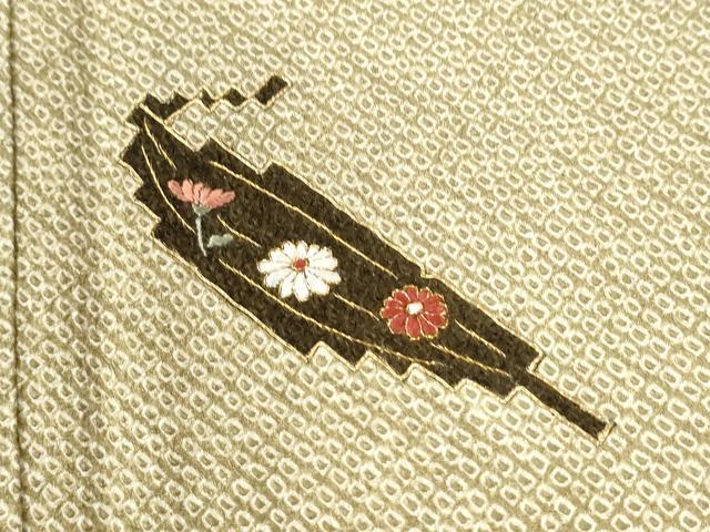 平和屋着物●訪問着 総絞り 刺繍 舞葉文 正絹 逸品 CABK7829yc