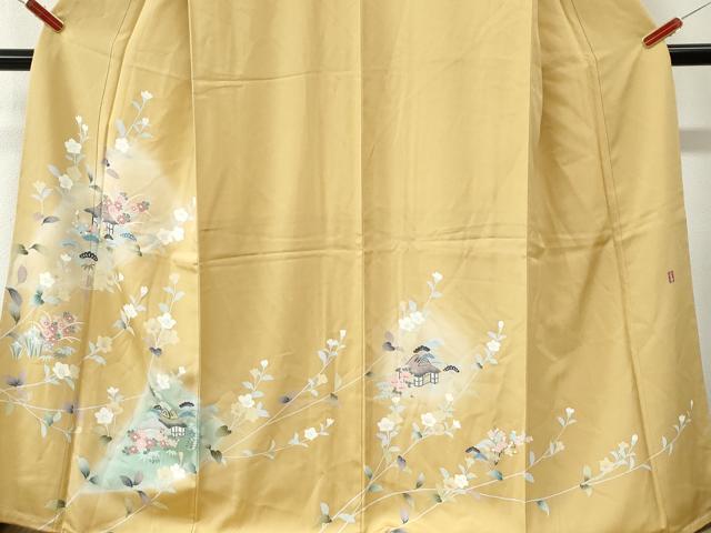 平和屋着物●訪問着 友禅 作家物 風景松竹梅花文 暈し染め 正絹 逸品 未使用 CABK7831yc