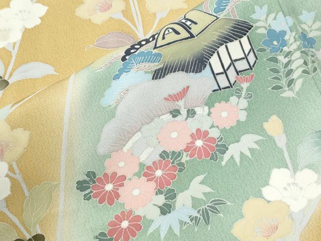 平和屋着物●訪問着 友禅 作家物 風景松竹梅花文 暈し染め 正絹 逸品 未使用 CABK7831yc