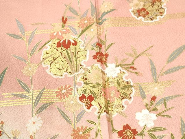 平和屋着物●訪問着 霞雪輪草花文 暈し染め 金彩 正絹 逸品 CABK7834yc