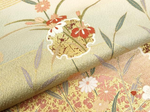 平和屋着物●訪問着 霞雪輪草花文 暈し染め 金彩 正絹 逸品 CABK7834yc