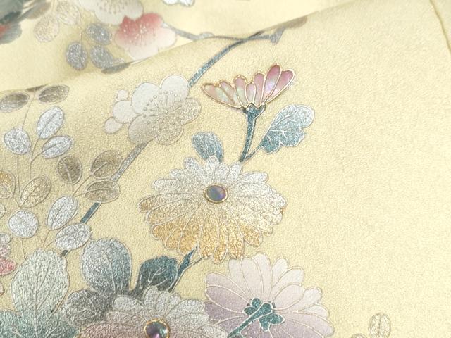 平和屋着物●螺鈿作家 藤本隆士 訪問着 飛鶴牡丹花文 暈し染め 金銀彩 正絹 逸品 CABK7858yc