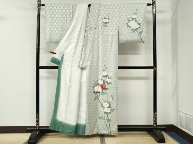 平和屋着物●訪問着 枝牡丹 正絹 逸品 CABK7863yc