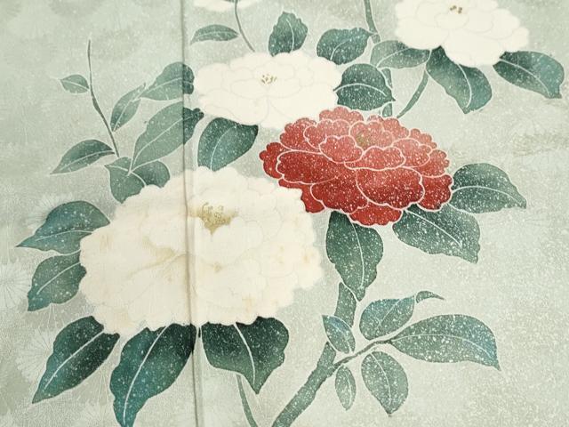 平和屋着物●訪問着 枝牡丹 正絹 逸品 CABK7863yc