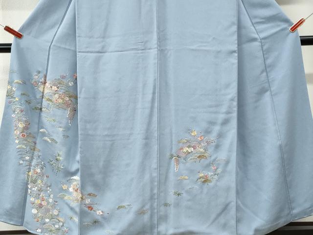 平和屋着物●訪問着 駒刺繍 地紙松竹梅吉祥花文 正絹 逸品 CABK7865yc