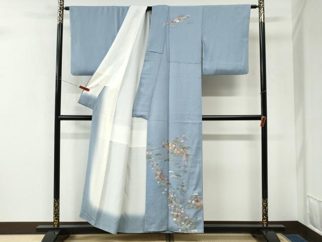 平和屋着物●訪問着 駒刺繍 地紙松竹梅吉祥花文 正絹 逸品 CABK7865yc