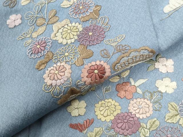 平和屋着物●訪問着 駒刺繍 地紙松竹梅吉祥花文 正絹 逸品 CABK7865yc