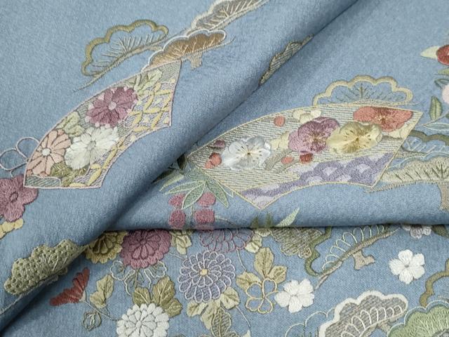 平和屋着物●訪問着 駒刺繍 地紙松竹梅吉祥花文 正絹 逸品 CABK7865yc