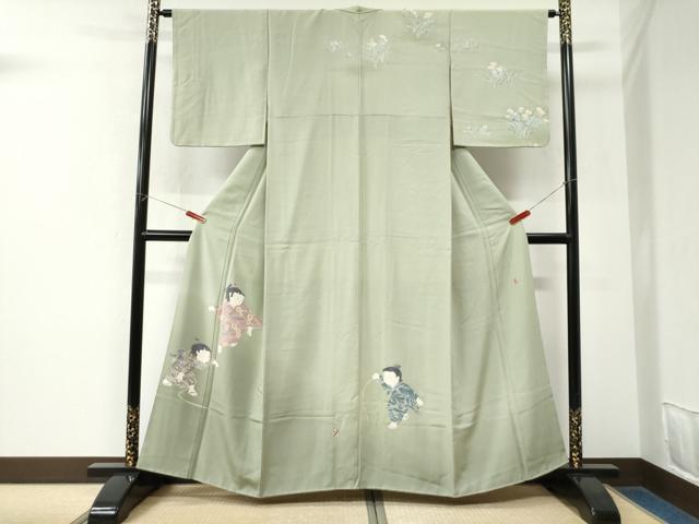 平和屋着物●十日町友禅作家 関口遼一 訪問着 童子遊び 暈し染め 正絹 逸品 CABK7868yc