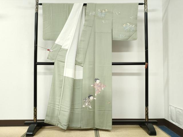 平和屋着物●十日町友禅作家 関口遼一 訪問着 童子遊び 暈し染め 正絹 逸品 CABK7868yc