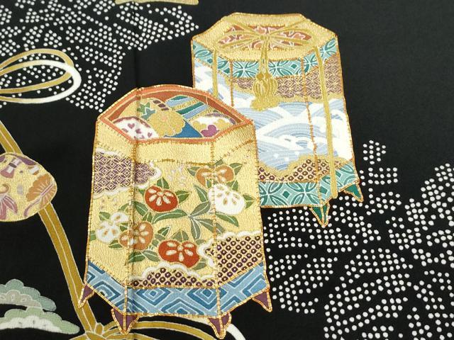 平和屋着物●豪華黒留袖 駒刺繍 貝桶桐松竹梅花文 金彩 正絹 逸品 CABK7885yc