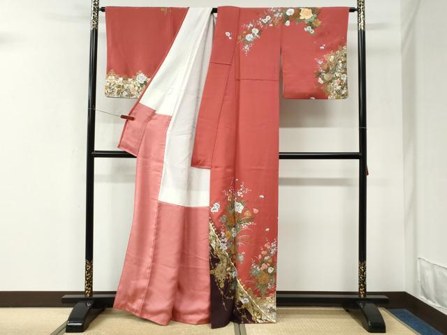 平和屋着物●英王室献上友禅作家 木下勝功 訪問着 牡丹花文 暈し染め 金銀彩 正絹 逸品 CABK7893yc