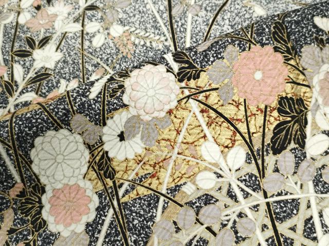 平和屋着物●訪問着 霞籬草花文 たたき染め 金彩 正絹 逸品 未使用 CABK7906yc