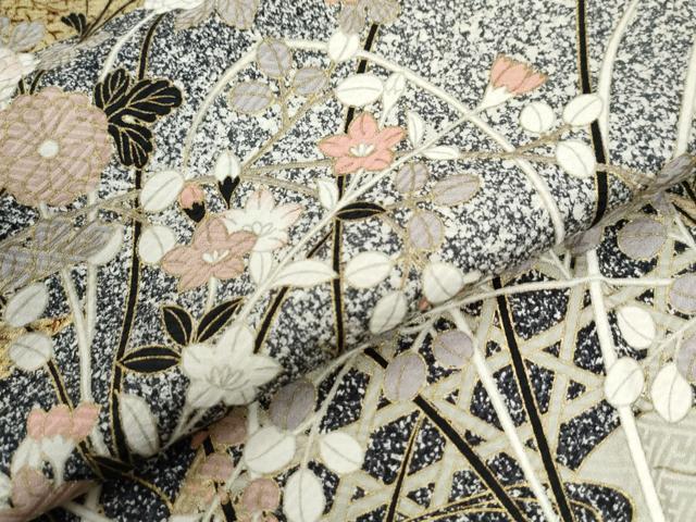 平和屋着物●訪問着 霞籬草花文 たたき染め 金彩 正絹 逸品 未使用 CABK7906yc
