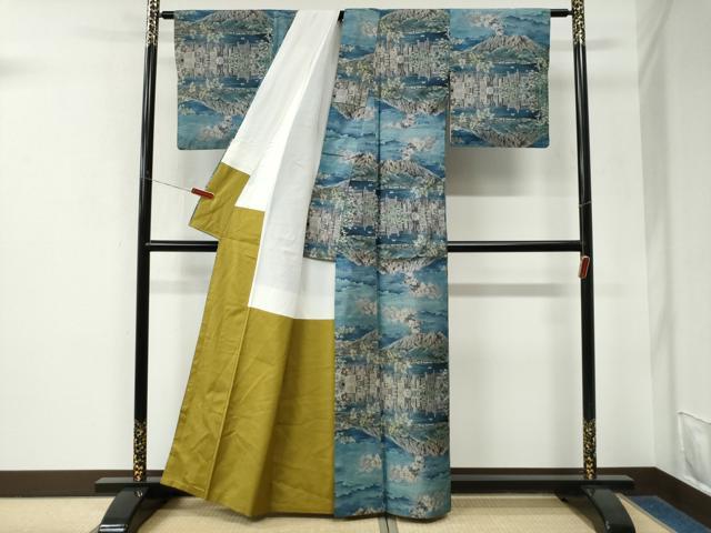 平和屋着物●都喜ヱ門 本場大島紬 7マルキ 総絣 遠山風景文 藤絹織物謹製 正絹 逸品 CABK7908yc