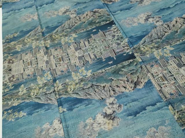 平和屋着物●都喜ヱ門 本場大島紬 7マルキ 総絣 遠山風景文 藤絹織物謹製 正絹 逸品 CABK7908yc