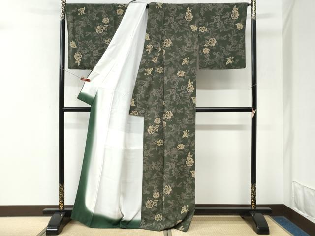 平和屋着物●上質な小紋 花唐草文 正絹 逸品 CABK7911yc