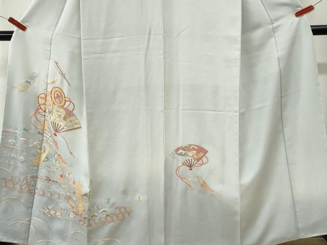 平和屋着物●中国三大刺繍 スワトウ刺繍 総刺繍 訪問着 短冊扇面露芝吉祥文 金糸 正絹 逸品 CABK7913yc